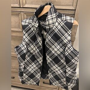 Eddie Bauer Black, Gray & White Plaid Women’s Vest